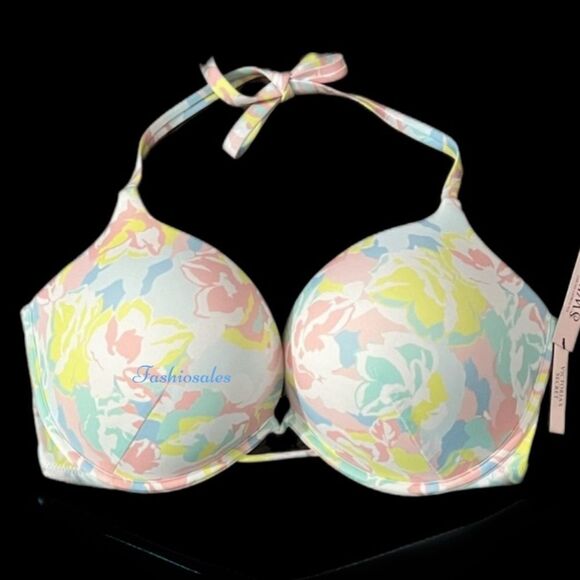 Victorias Secret Swim Bombshell Add-2-Cups Push Up Bikini Top bra multicolor 32D - Picture 1 of 4